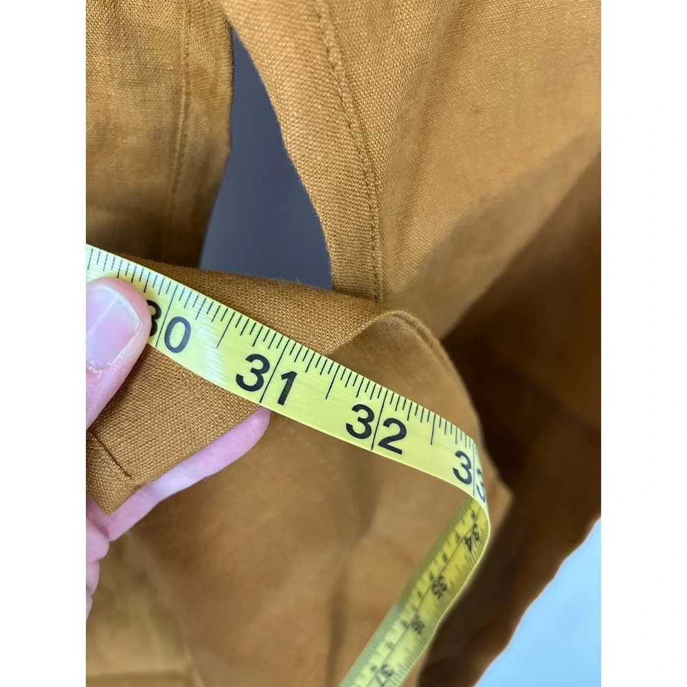 Garnet Hill European Flax Linen Straight Leg Pants Ochre‎ Turmeric Size 8